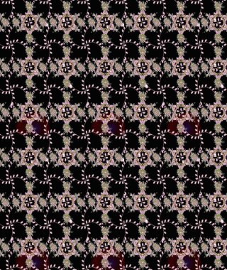 El çizimi çiçek çizimi deseni (fayans). Şirin çiçekli, desenli, siyah renkli renkli bir eskiz. Tekstil için suluboya çizim deseni.