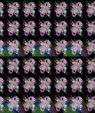 Siyah renkli çiçekler. Çiçek desenli eskiz. Tişört baskısı için çiçek boyama rasteriName.