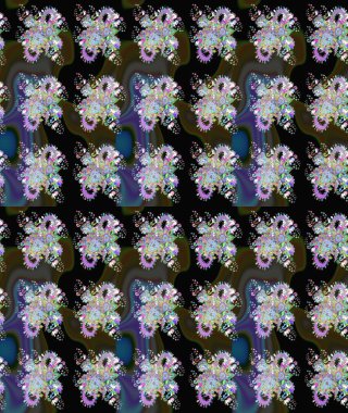 Siyah renkli çiçekler. Çiçekli eskiz deseni. El çizimi. Suluboya çizimi.