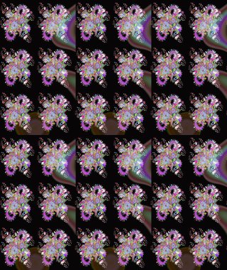 Gömlek baskısı için çiçek boyası. Siyah renkli çiçekler. Çiçek eskiz kalıbı geçmişi.