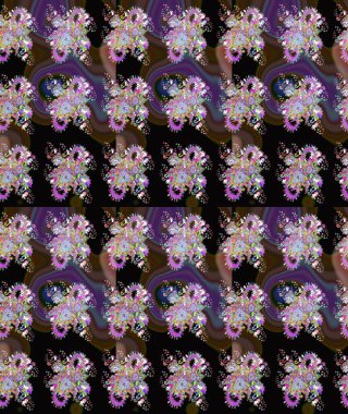 Çizim çiçek deseni duvar kâğıdı olarak kullanılabilir. Raster illüstrasyonu. Siyah renkte çiçekler.