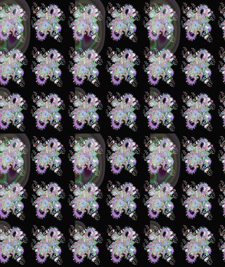 Kabile sanatı boho baskısı, klasik çiçek arkaplanı. Arkaplan dokusu, duvar kağıdı, çiçek temalı siyah renkler. Soyut etnik raster çizim kalıbı.