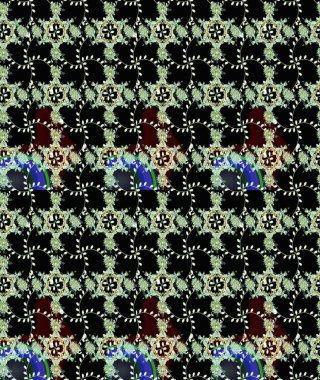 Çiçekli karalama şeklinde Raster çiçek deseni. Nazik, yaz çiçekleri siyah renklerde. Raster illüstrasyonu.