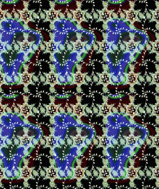 Tekrar eden çiçek arkaplanı, zarif siyah çiçek duvar kağıdı. Siyah renkler üzerine çiçek desenli çizimler, el yapımı papatyalar, papatyalar..