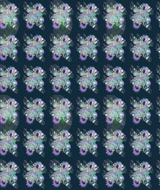 Robot resim. Küçük çiçekteki sevimli çiçek deseni. Raster illüstrasyonu.