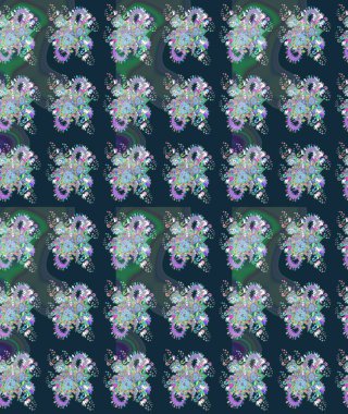 Çiçek deseni. Renkli Bahar Teması eskiz kalıbı. Raster güzel kumaş deseni çiziyor. Düz Çiçek Elementleri Tasarımı.