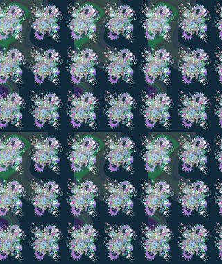 Çiçek deseni. Renkli Bahar Teması eskiz kalıbı. Raster güzel kumaş deseni çiziyor. Düz Çiçek Elementleri Tasarımı.