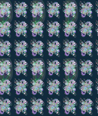 Beautiful watercolor Bouquet of summer flowers sketch pattern. Nice fabric pattern.