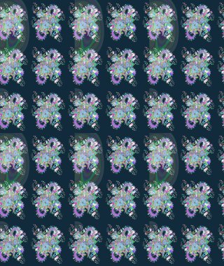 Beautiful watercolor Bouquet of summer flowers sketch pattern. Nice fabric pattern.