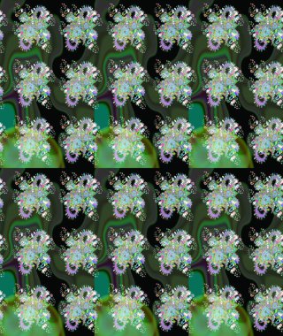 Çiçek tasarımı için inanılmaz bir kolaj cenneti tarzı. Parlak çiçekli kolaj çiçekleri yeşildir. Çiçekli zambaklar eskiz arka planı.