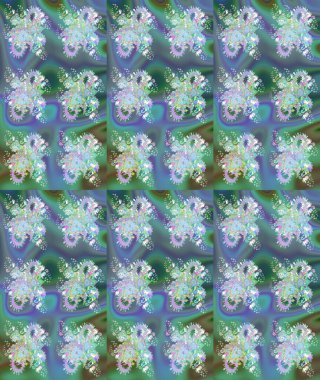 Soyut etnik raster çizim kalıbı. Vadinin mavi renkli çiçekleri. Çiçekler..