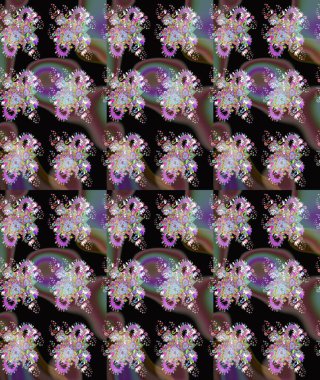 Raster deseni. Bahar çiçekleri dallı desen, siyah renkler çiçekli siluet..