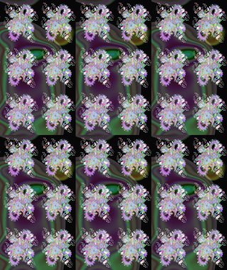 Yeşil renkli çiçekler. Raster düz çiçek çizim deseni. Tasarım hediye paketi, tebrik kartları, posterler ve afiş tasarımı.