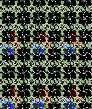 Çiçekli karalama şeklinde Raster çiçek deseni. Nazik, yaz çiçekleri siyah renklerde. Raster illüstrasyonu.