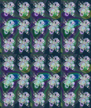 Raster illüstrasyonundaki çiçek desenli çizim. Mavi renkli çiçekler. Renkli Bahar Teması eskiz kalıbı. Düz Çiçek Elementleri Tasarımı.