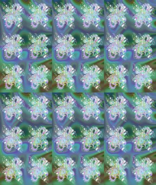 Soyut etnik raster çizim kalıbı. Vadinin mavi renkli çiçekleri. Çiçekler..