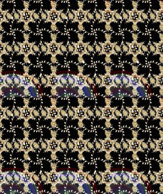 Raster illüstrasyonu. Çiçek süslemeli çizim deseni. Siyah renkte çiçekler.