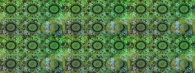 Raster illüstrasyonu. Kusursuz damaske klasik altın desen. Tekrarlayan elementlerle soyut arkaplan oluşturun. Yeşil renklerdeki altın desenli altın elementler.