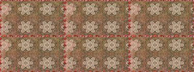 Tekstil için dikişsiz suluboya desen. Elle çizilmiş çiçek deseni (fayans). Şirin çiçekli, desenli, kahverengi desenli..