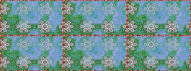 İşlemeli çiçekli, dikişsiz desen. Parmak izi, kumaş, duvar kâğıdı, tekstil için raster dokusu. Renkli grunge soyut arkaplanı coloblue çiçekleri ile zenginleştir.