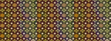 Raster illüstrasyonu. Kahverengi ve yeşil renkli şirin tekstil. Çiçek duvar kâğıdı. Çiçek arkaplan. Renkli çizim deseni.