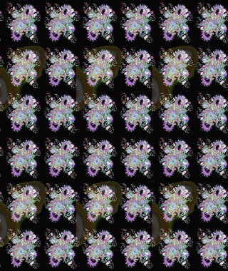 Siyah renkli çiçekler. Raster illüstrasyonunda çiçek deseni çizimi.