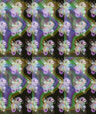 Renkli Bahar Teması eskiz kalıbı. Yeşil renkli çiçekler. Düz Çiçek Elementleri Tasarımı. Raster illüstrasyonunda çiçek deseni çizimi.