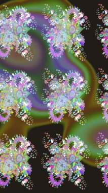 Raster illüstrasyonu. Suluboya çiçekli çiçek deseni. Gri renkli güzel tekstil.