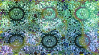 Barok tarzında duvar kağıdı tasarımı için kusursuz damaske deseni arkaplanı. Süslü raster dekorasyonu. Altın elementlerle mavi renklerde altın desen.