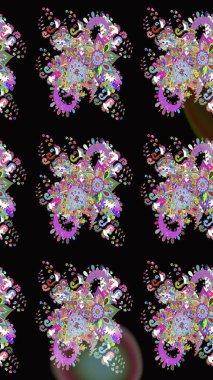 Düz Çiçek Elementleri Tasarımı. Güzel kumaş deseni. Renkli Bahar Teması eskiz kalıbı. Raster illüstrasyonunda çiçek deseni çizimi.