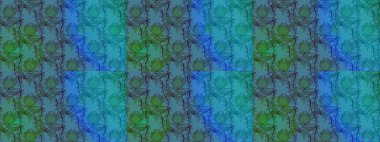 Suluboya elle çizilmiş çiçek desenli eskiz deseni. Parlak renkli fantezi çiçekleri, yapraklar, mavi renkli tomurcuklar.