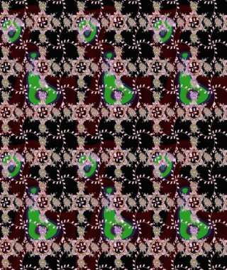 Raster. Eskiz geçmişi. Raster illüstrasyonu. Tomurcukları çiçek olan sevimli bir çiçek deseni. Eski usul. Kumaş, tekstil ve duvar kağıdı baskısı için..