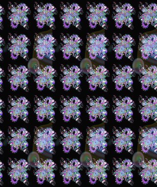 Çizim çiçek deseni duvar kâğıdı olarak kullanılabilir. Raster illüstrasyonu. Siyah renkte çiçekler.