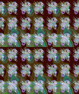 Renkli Yaz Temalı eskiz kalıbı. Kahverengi renkli çiçekler. Düz Çiçek Elementleri Tasarımı. Çiçekli retro deseni çiz.