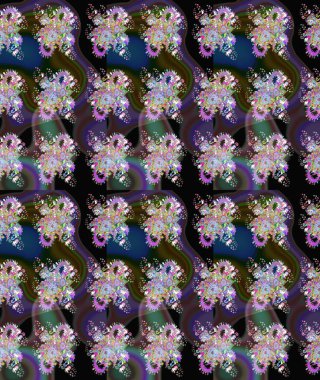 Çiçek desenli raster, mor çizgi grafik desenli soyut raster arkaplan. Modern stil dokusu.