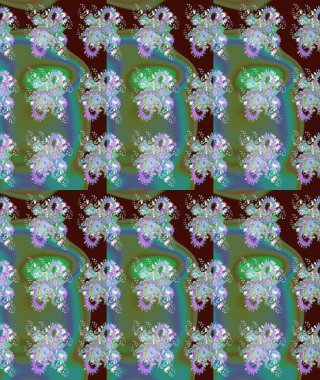 Klasik çiçek tasarımı elementleri. Yeşil kıvırcık çiçekler yeşil renkte şekillenir. Raster illüstrasyonu.