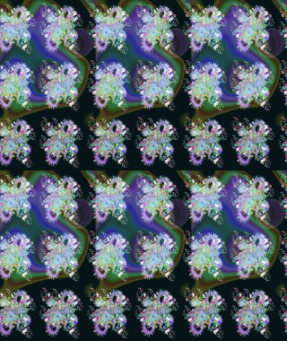 Gri arka planda. Elle çizilmiş çiçek desenli Raster çizimi. Çocuksu tasarım. Tekstil, kumaş, ambalaj, hatıra defteri için güzel çiçek arkaplanı..