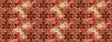 Kusursuz altın desen. Raster oryantal süs. Altın elementlerle kırmızı renklerde pürüzsüz desen.