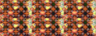 Düz Çiçek Elementleri Tasarımı. Raster illüstrasyonu. Renkli Bahar Temalı Kusursuz Arkaplan. Çiçekli, suluboya desenli kusursuz çiçek deseni. Kahverengi renkte çiçekler.