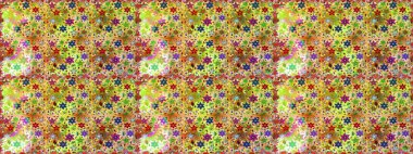 Raster düz çiçekleri pürüzsüz desen. Hediye ambalaj kağıdı, tebrik kartları, posterler ve pankart tasarımı. Sarı renkte çiçekler.