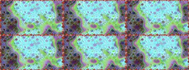 Küçük çiçekte hoş bir çiçek deseni var. Mavi renkler ve parlak çiçekler üzerinde soyut, pürüzsüz desen. Çiçek elementli zarif raster dokusu..