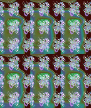 Klasik çiçek tasarımı elementleri. Yeşil kıvırcık çiçekler yeşil renkte şekillenir. Raster illüstrasyonu.