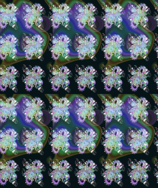 Gri arka planda. Elle çizilmiş çiçek desenli Raster çizimi. Çocuksu tasarım. Tekstil, kumaş, ambalaj, hatıra defteri için güzel çiçek arkaplanı..