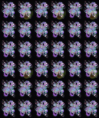 El çizimi. Raster illüstrasyonu. Çiçekli, yapraklı, çiçek desenli çizim..