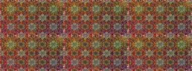 Raster illüstrasyonu. Patlayan çiçekler soyut olarak yerleştirilmiş. Kahverengi renklerde bahar çiçekleri. Raster deseni.