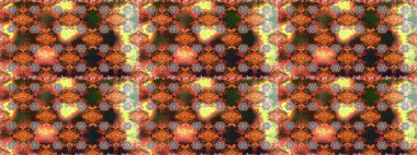 Düz Çiçek Elementleri Tasarımı. Raster illüstrasyonu. Renkli Bahar Temalı Kusursuz Arkaplan. Çiçekli, suluboya desenli kusursuz çiçek deseni. Kahverengi renkte çiçekler.