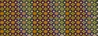 Raster illüstrasyonu. Kahverengi ve yeşil renkli şirin tekstil. Çiçek duvar kâğıdı. Çiçek arkaplan. Renkli çizim deseni.