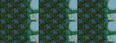 Çiçekli karalama şeklinde Raster çiçek deseni. Yeşil ve mavi renkte çiçekler. Nazik, sevimli çiçek arkaplanı..