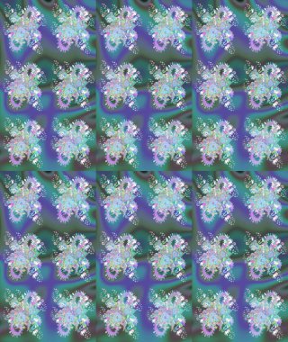 Raster çiçek desenleri çiziyor. Vadinin mavi renkli çiçekleri.