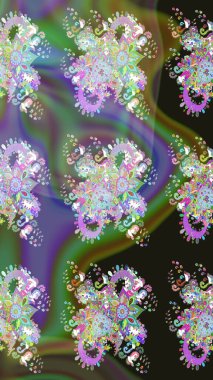 Renkli Bahar Teması eskiz kalıbı. Raster illüstrasyonundaki çiçek desenli çizim. Yeşil renkli çiçekler. Düz Çiçek Elementleri Tasarımı.